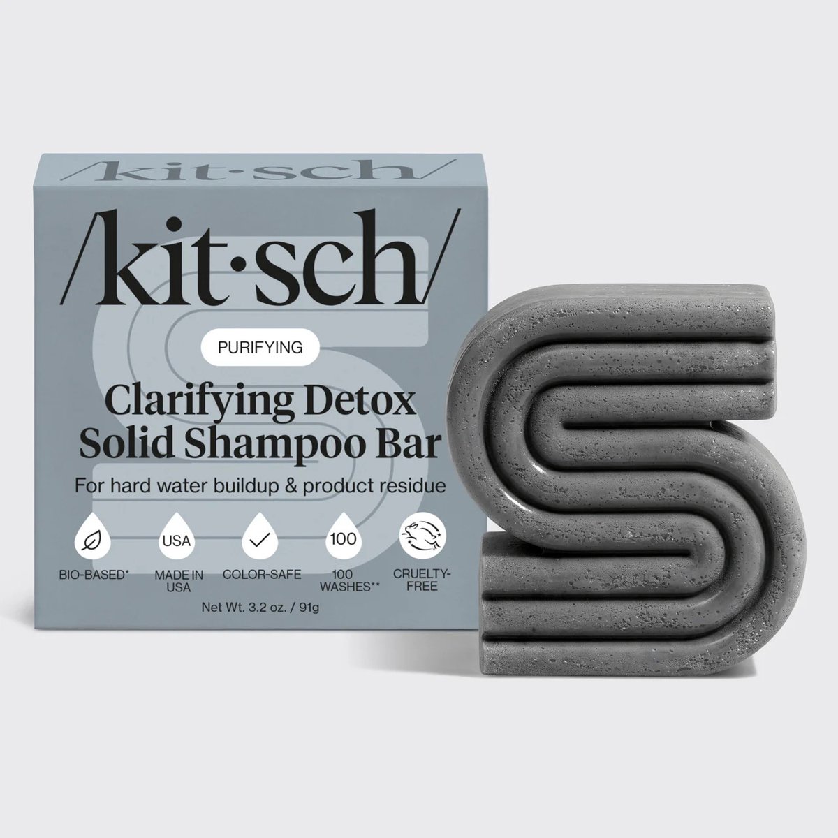 Kitsch clarifying detox solid shampoo bar voor detox van je opgebouwde shampoo resten