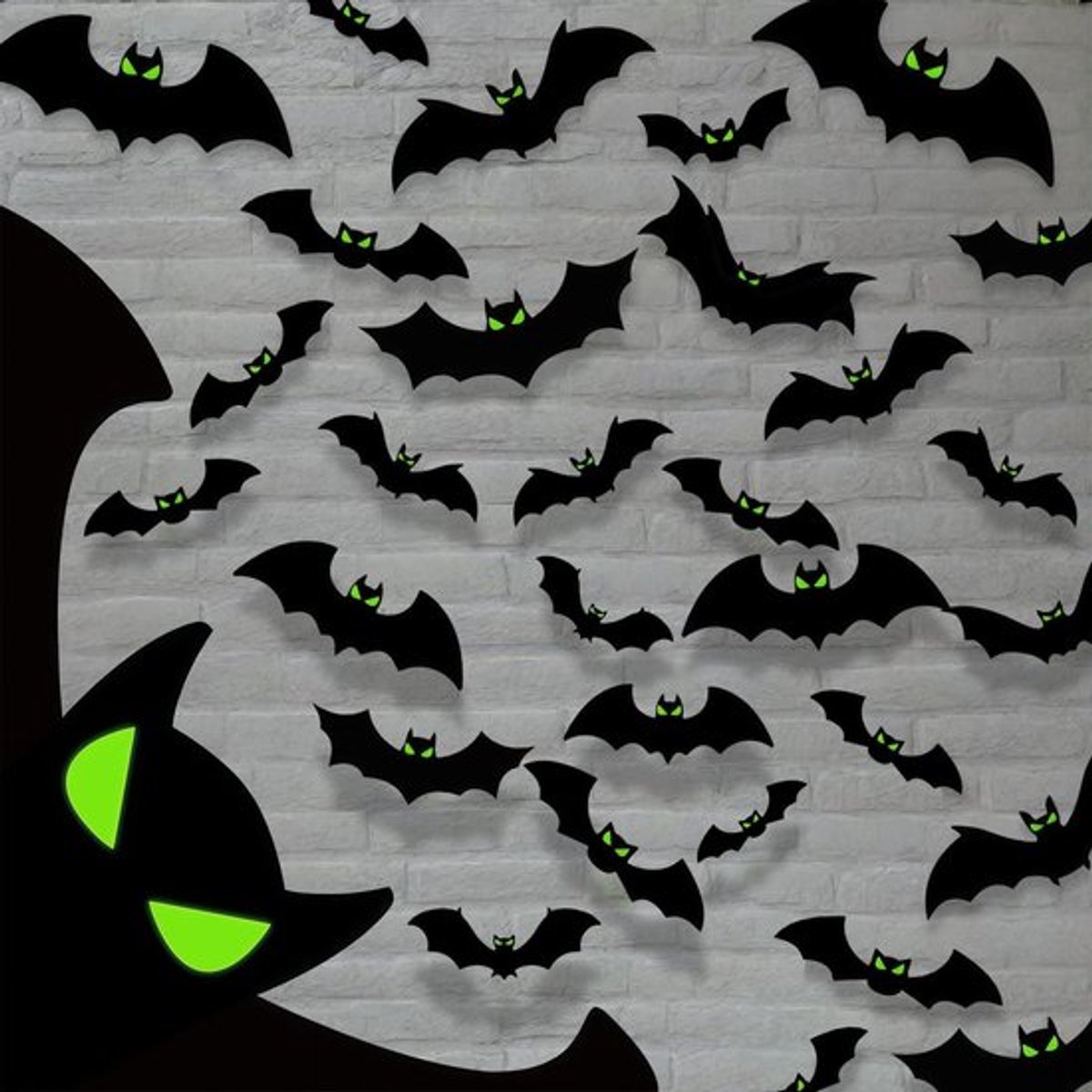 NTHProducts - 48 Stuks - Creepy Bat Wanddecoratie - Zwart