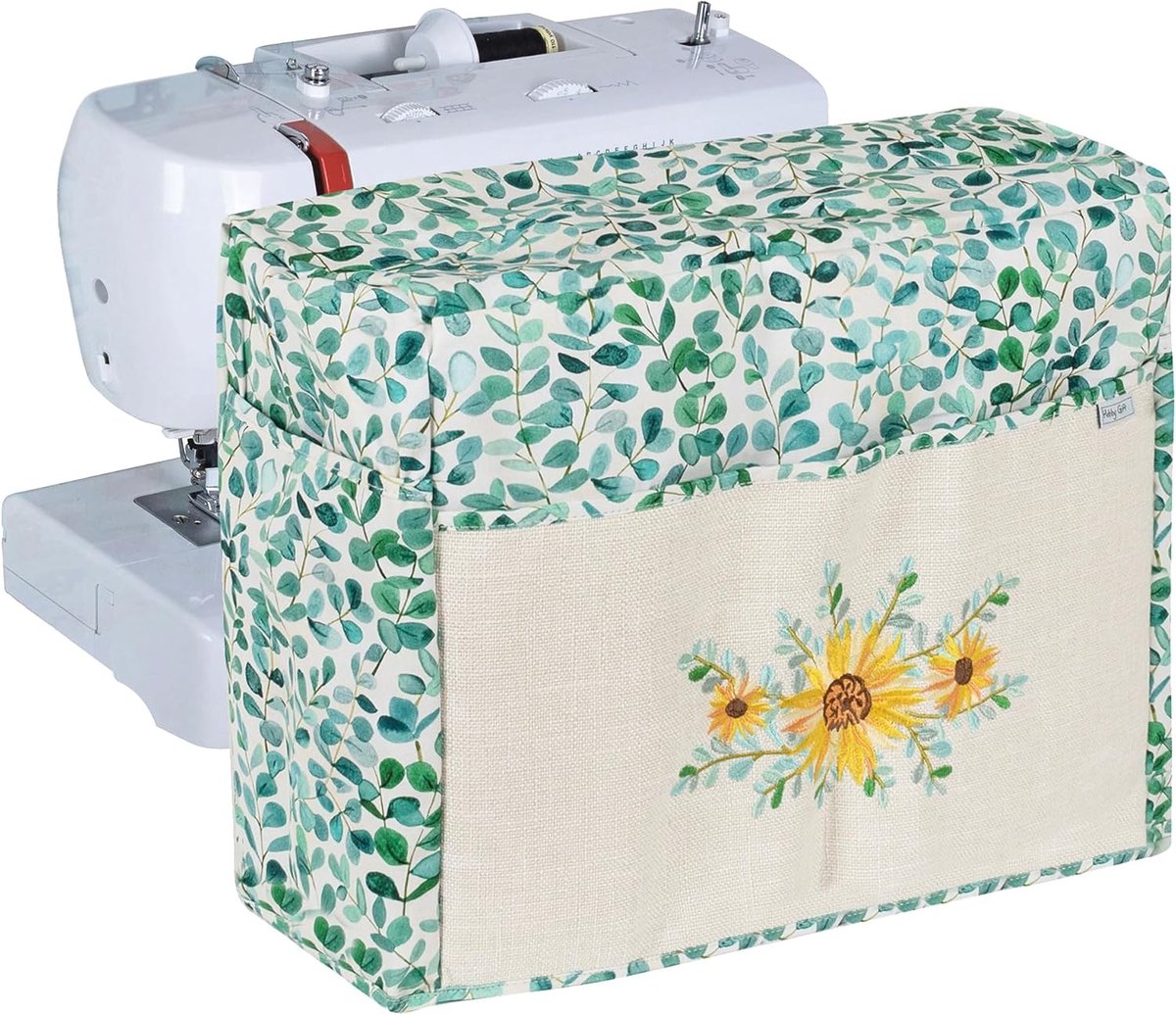 Naaimachinehoes - Beschermhoes Machine - Stofvrij Houden - Met Opbergvakken - 44 x 33.5 x 21 cm - Eucalyptus
