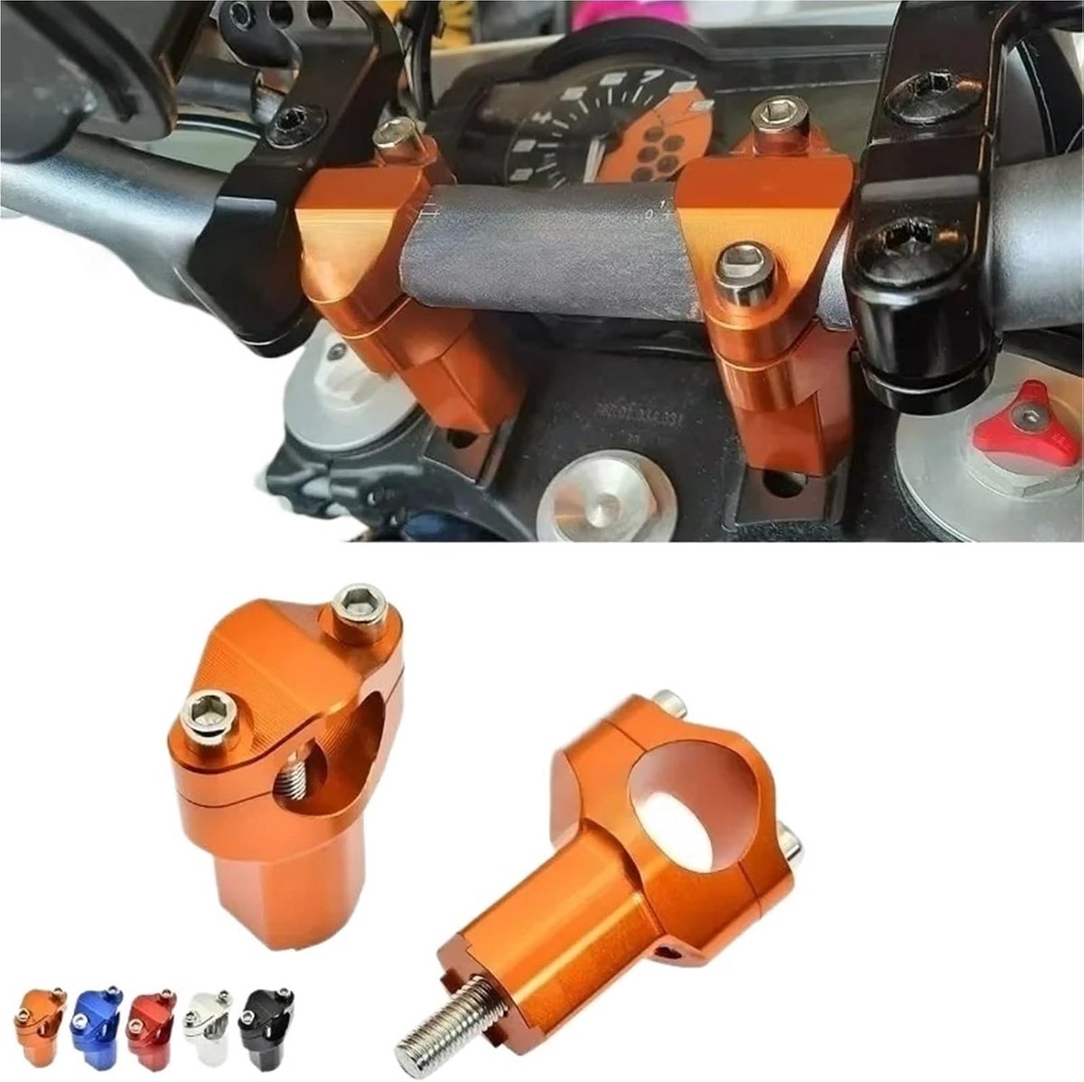 Stuurverhogers Motorfiets - Bar Mount - Comfortabel Rijden - Verstelbare Positie - 28 MM - Blauw
