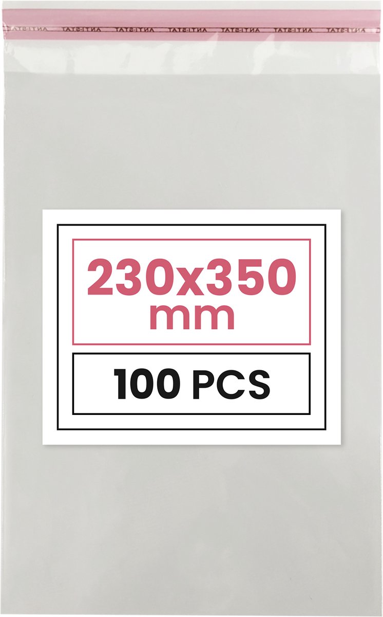 Plastic zakjes met plakstrim - 23x35 cm - transparant - 100 zakken