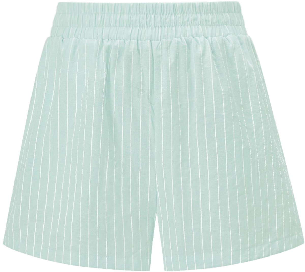 Comfortabele Cotton Woven Vrouwen Shorts met Gestreept Patroon - Groen - Maat M