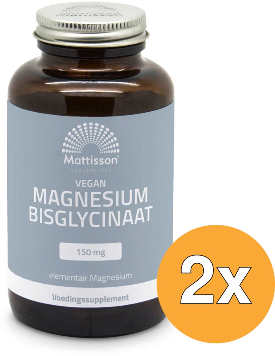 2x Mattisson Vegan Magnesium Bislgycinaat 150 Mg (120 capsules)