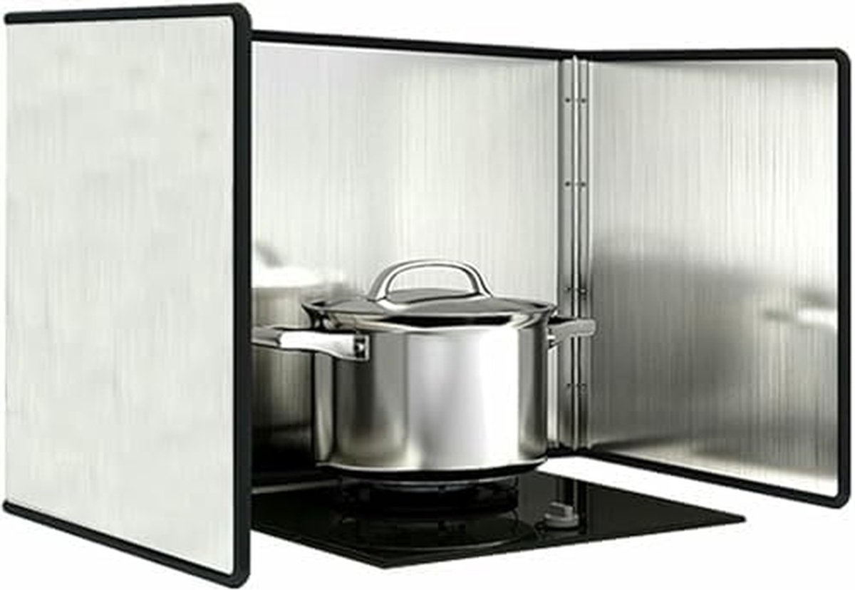 Opvouwbare Spatdeksel - Keukenhoes - Schoon Koken - Roestvrij Staal - Verschillende Maten - Zilverkleurig
