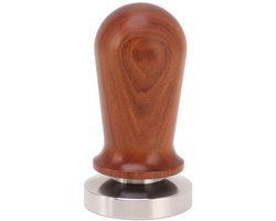 Koffie Tamper - Espresso Aanstamper - Perfecte Espresso - RVS Bodem Houten Handvat - 51 mm - Houtkleur
