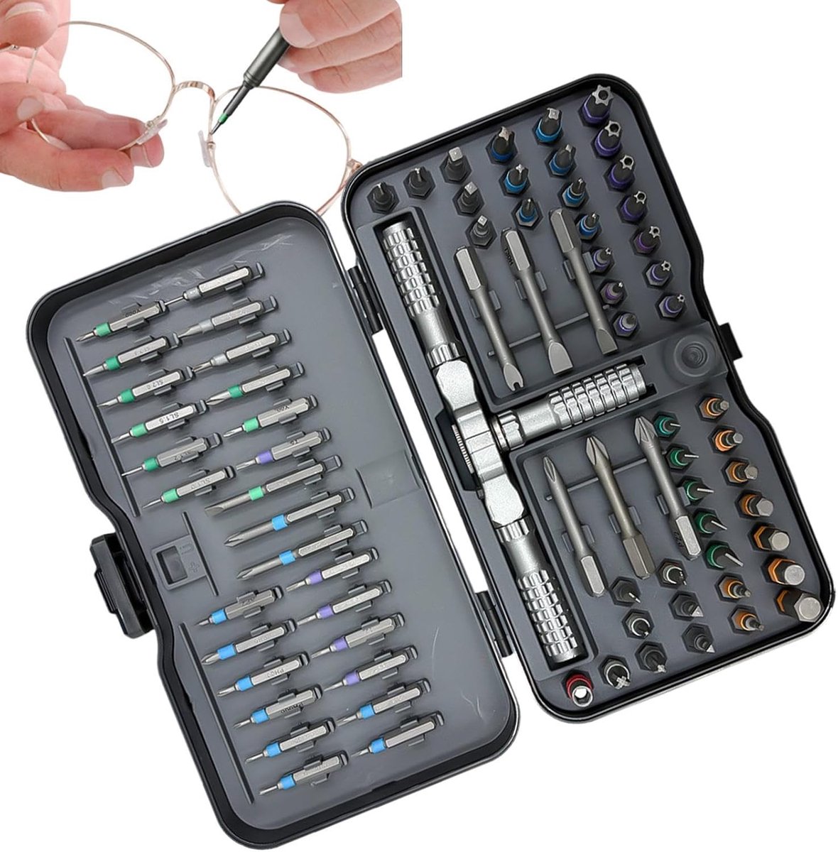 Ratel Schroevendraaier Set - Multifunctioneel Gereedschap - Meubels Monteren - 79 Delige Bit Set - 589g - Zwart