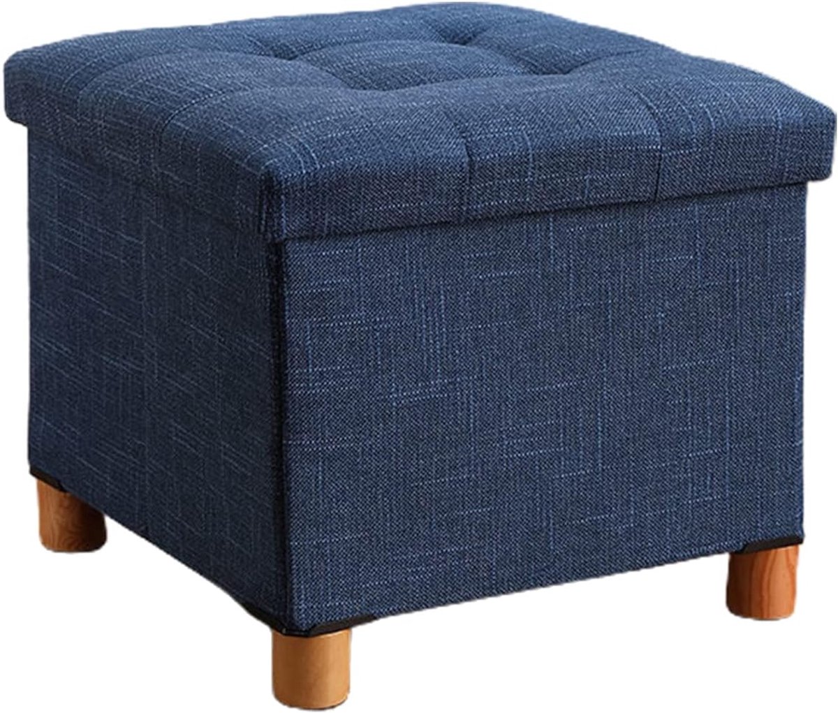 Opvouwbare Poef - Opbergkruk Voetenbank - Opbergen en Zitten - Met Houten Poten - 30cm - Veelkleurig