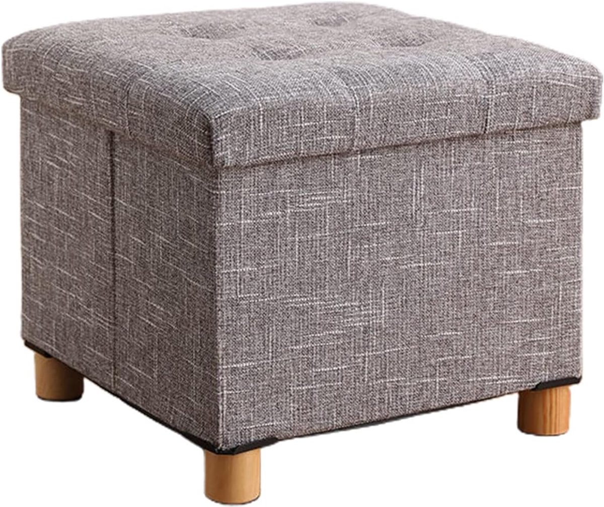 Opvouwbare Opbergpoef - Voetenbank Kruk - Woonkamer Organiseren - Met Houten Poten - 38cm - Veelkleurig