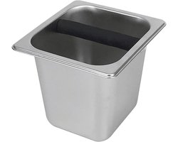 Metalen Afklopbak - Koffie Prullenbak - Koffiezetapparaat Onderhoud - Roestvrij Staal - 10 Liter - Zilver