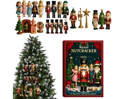 Notenkraker Adventskalender - Kerst Aftelkalender - Feestelijke Decoratie - 24 Dagen Countdown - 28 x 16 cm - Acryl