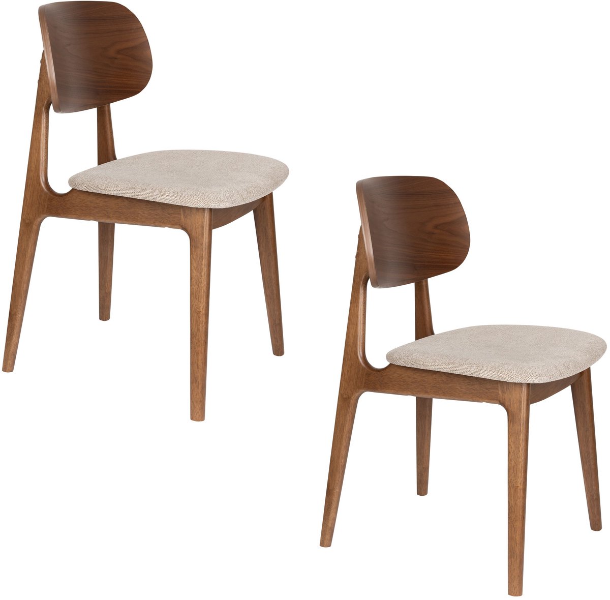Dutchbone Marais Eetkamerstoelen Walnoot kleur - Set van 2