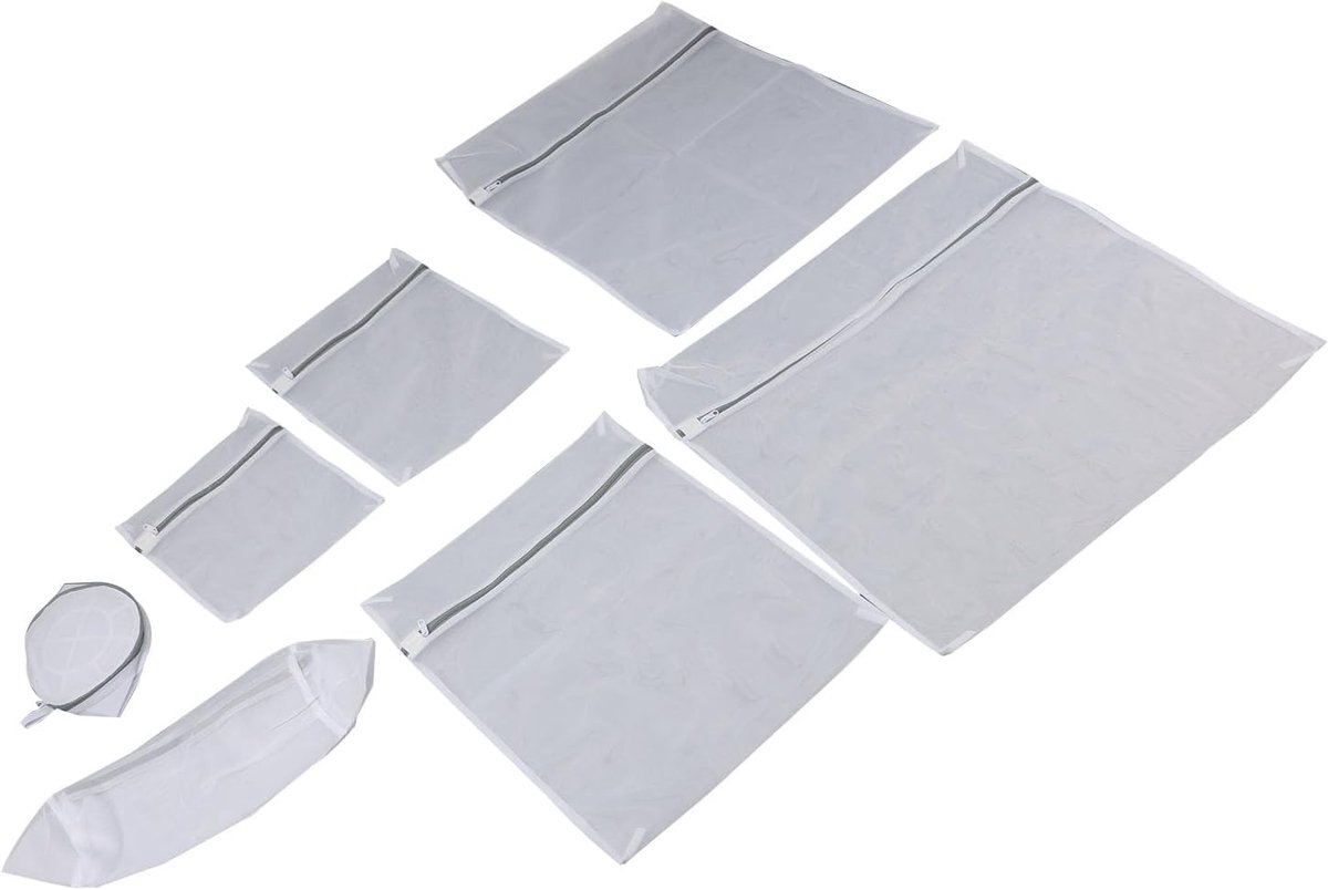 Mesh Waszak - Kleding Beschermer - Delicate Kleding Wassen - Automatische Ritssluiting - 7-delige Set - Wit