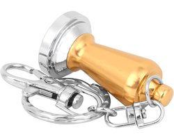 Mini Koffie Tamper - Sleutelhanger Accessoire - Koffie Bereiding - Roestvrij Staal - 45 x 22 cm - Geel
