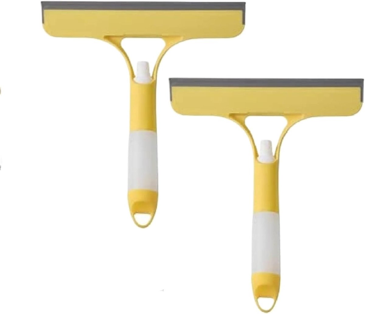 Siliconen Wisser - Douchekrabber Raamtrekker - Glas Reinigen - 3-in-1 Functie - 21.5 x 25.7 cm - Geel