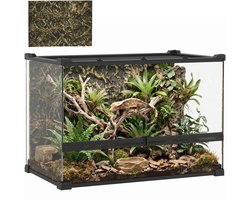 Pawhut Reptielenbox-Gehard glas, staal-50L x 30B x 35H cm-Zwart