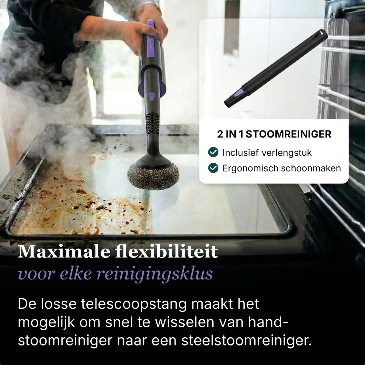 Motionflow 16-in-1 Stoomreiniger - Handstomer & Handstoomreiniger voor Vloer, Bank, Badkamer & Tapijt - Elektrische Dweil - Stoomdweil - Stoommop - Tapijtreiniger & Vlekkenreiniger met Stoomfunctie - 120°C in 20 Sec - 16 Opzetstukken - Steam Cleaner – foto 5