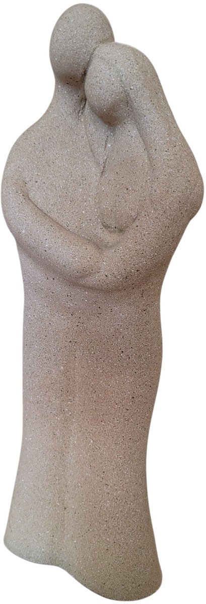 beeld liefde stel- vriendschap woon decoratie geschenk huwelijk - 9x4x28 cm - steenhars - creme