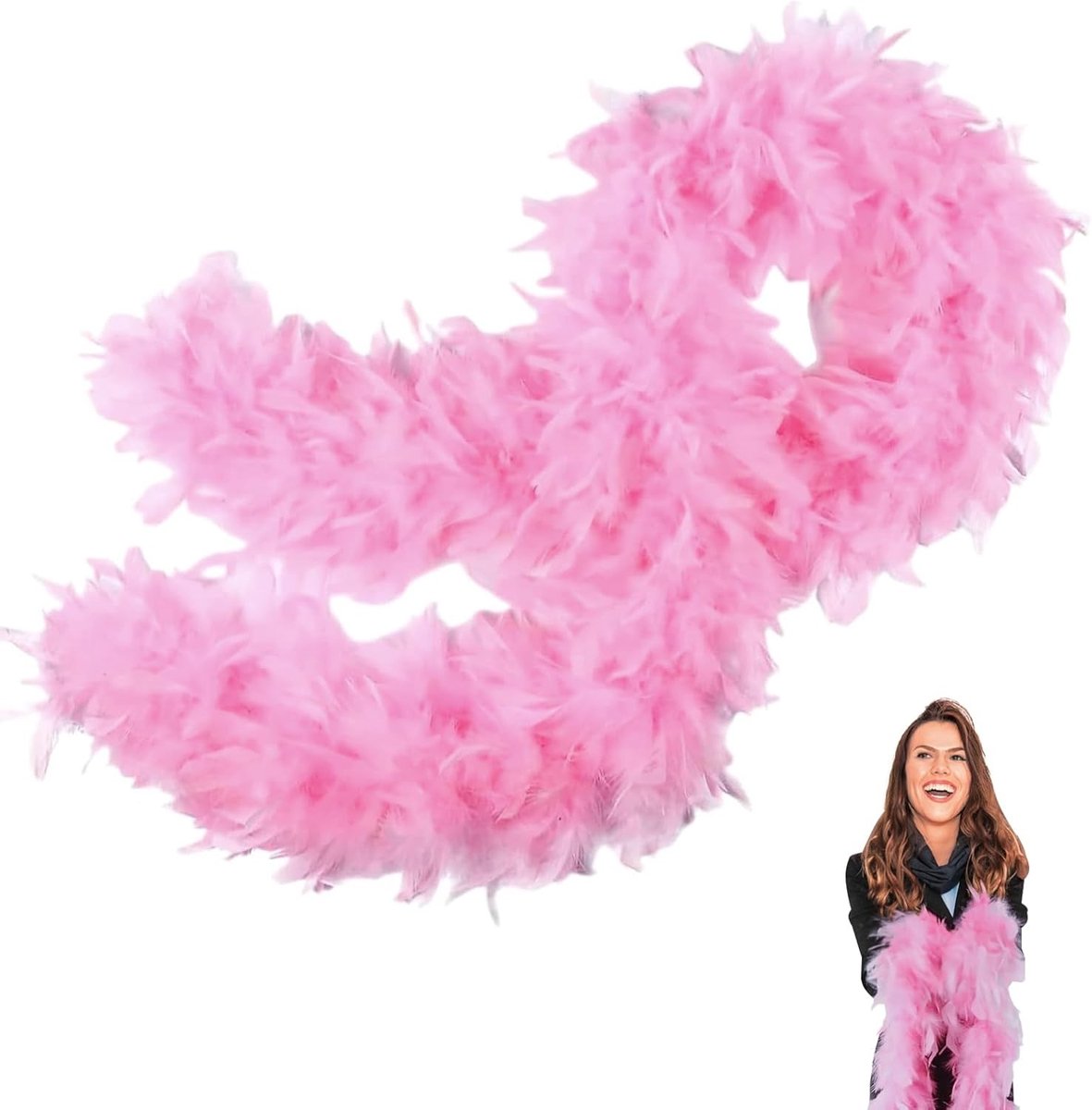 Roze Veren Boa voor Vrouwen - Fluffy Feather Sjaal van 2M met Natuurlijke Turkse Veren voor Feestjes, Bruiloften, Halloween en Kerstfeesten