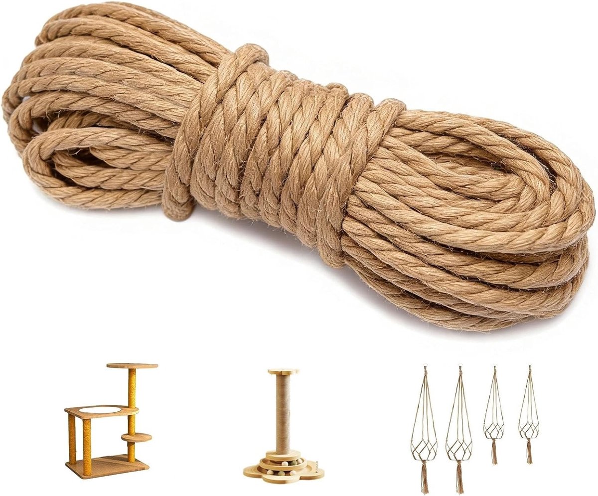 Robuuste Jute Touw van 10 mm en 12 m - Natuurlijk Touw voor DIY Decoratie, Tuinprojecten en Verpakking