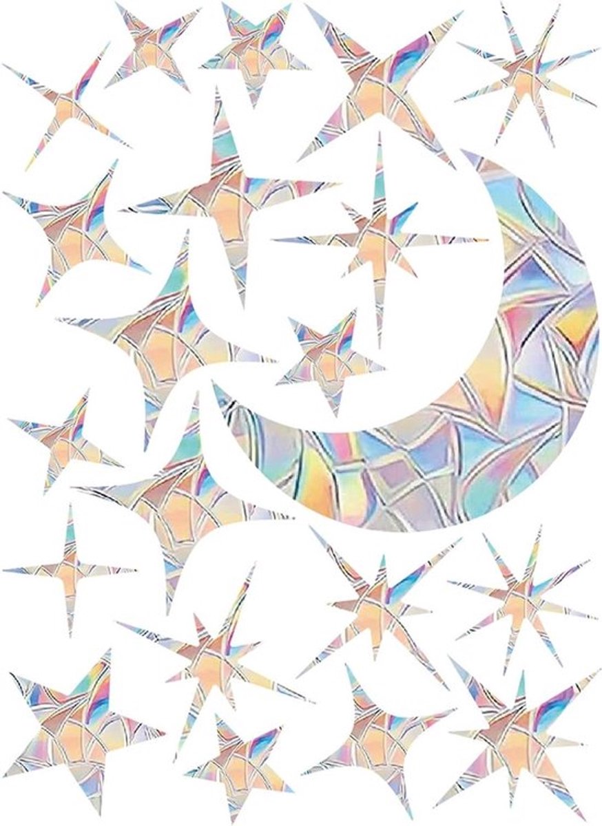 Allecto Plus - Regenboogkleurige - Zon en Maan Raamstickers