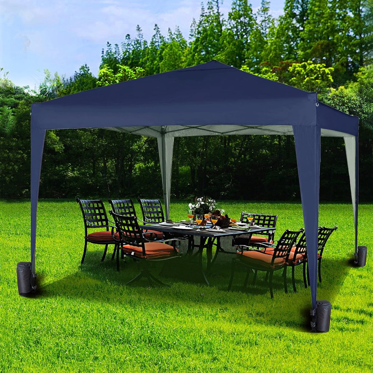 Pop-up Partytent - Luifel Tuin - Feesten en Evenementen - Waterdicht 300 Denier - 3x3 meter - Blauw