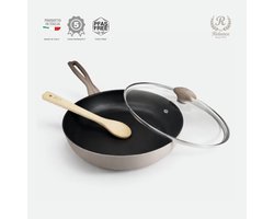 Relance Alvea – Hapjespan 28 cm – Met Glasdeksel – PFAS-vrij – EXP-VEG Keramische Antiaanbaklaag – Diamond Coating – Inductie – 100% Gerecycled Aluminium