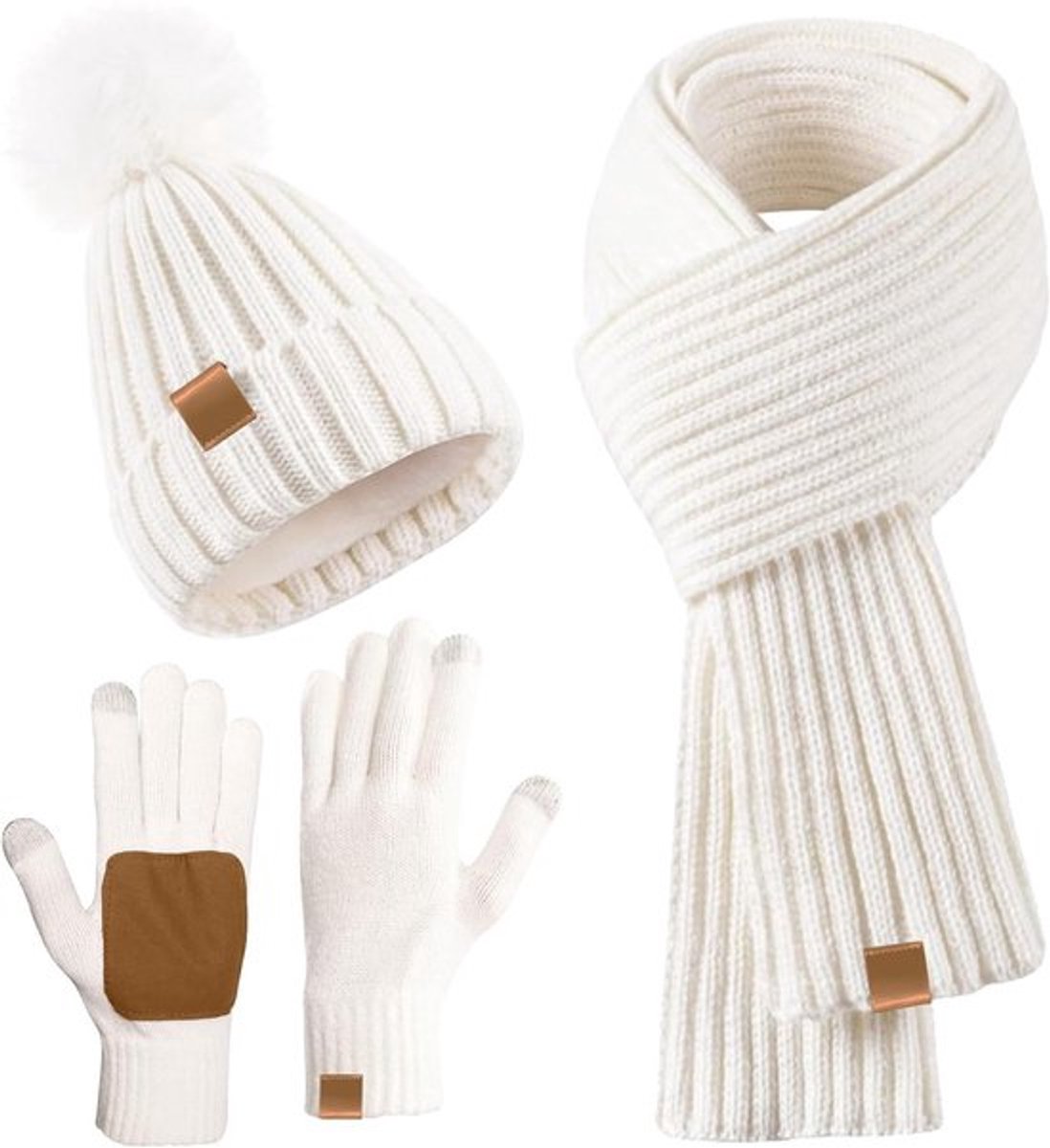 Allecto Plus - Winterset met muts en sjaal in fleece gevoerde set