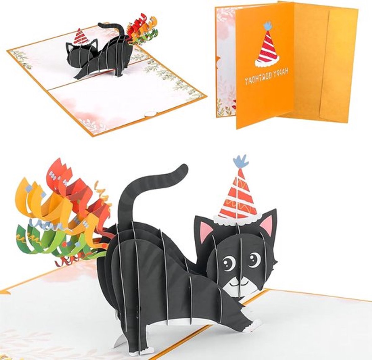 Pop-up 3D-kat verrassingskaart met envelop voor - Inovra Plus