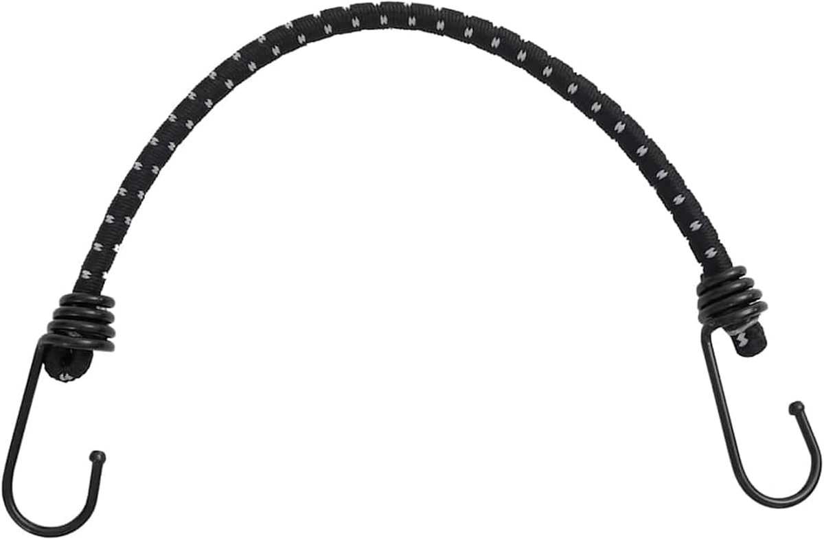 Spanbanden met haken - Elastische koorden - Veilig bevestigen - Reflecterende strips - 25 stuks 46 cm - Zwart