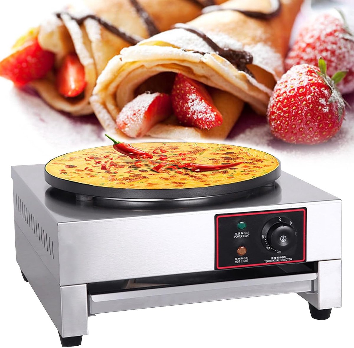 Pannenkoekenmaker Pan - Bakplaat Tortilla - Ontbijt Maken - Antiaanbaklaag - 40cm Diameter - Zilver