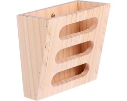 Konijnen Hooibak - Hooistatie Voerbak - Knaagdier Voeren - Zonder Spijkers - 17.5 x 17.5 x 10 cm - Houtkleur