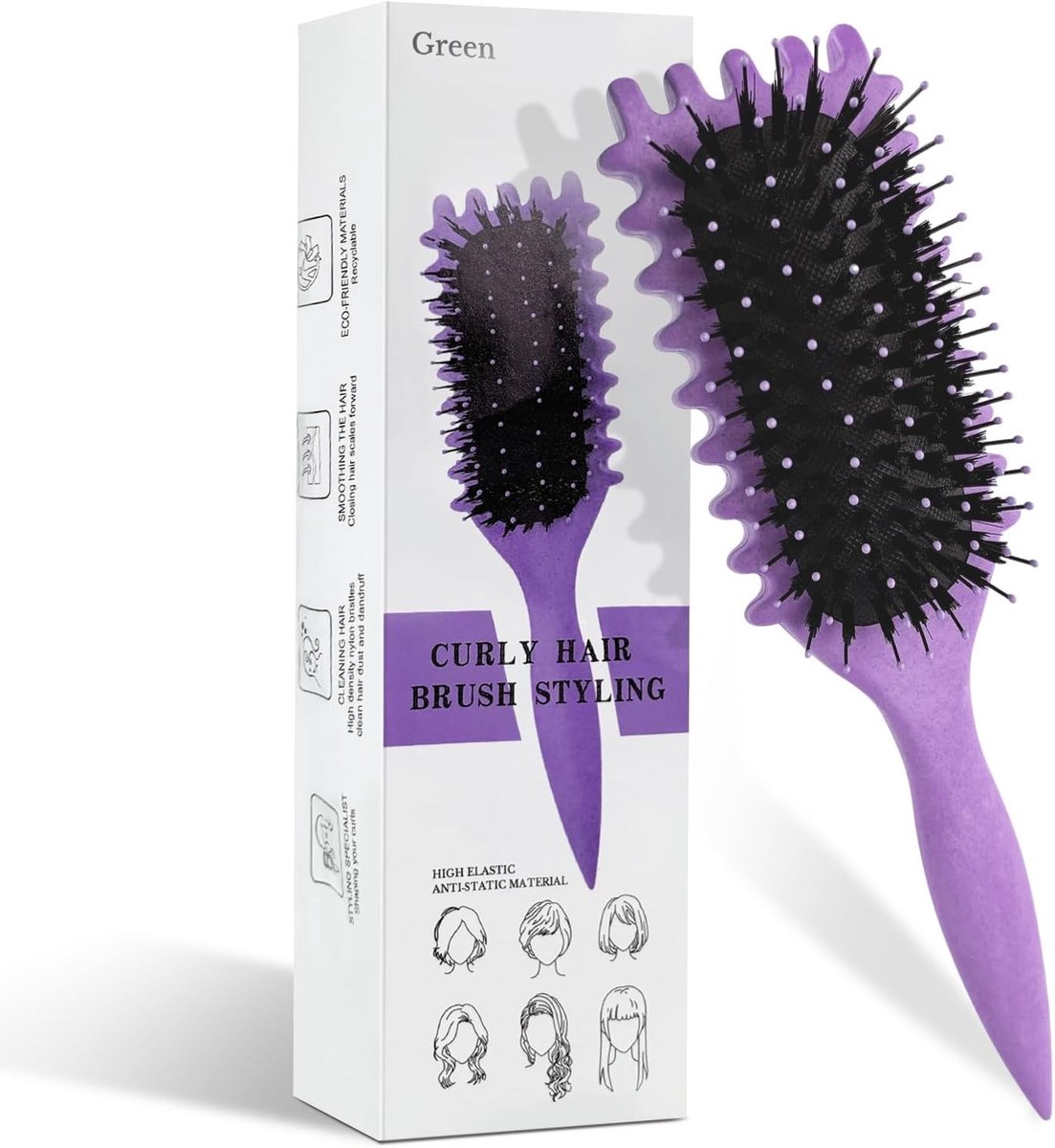 Krulborstel - Nylon - Kruldefiniërende Borstel - Vermindert Haarbreuk - Voor Krullend Haar