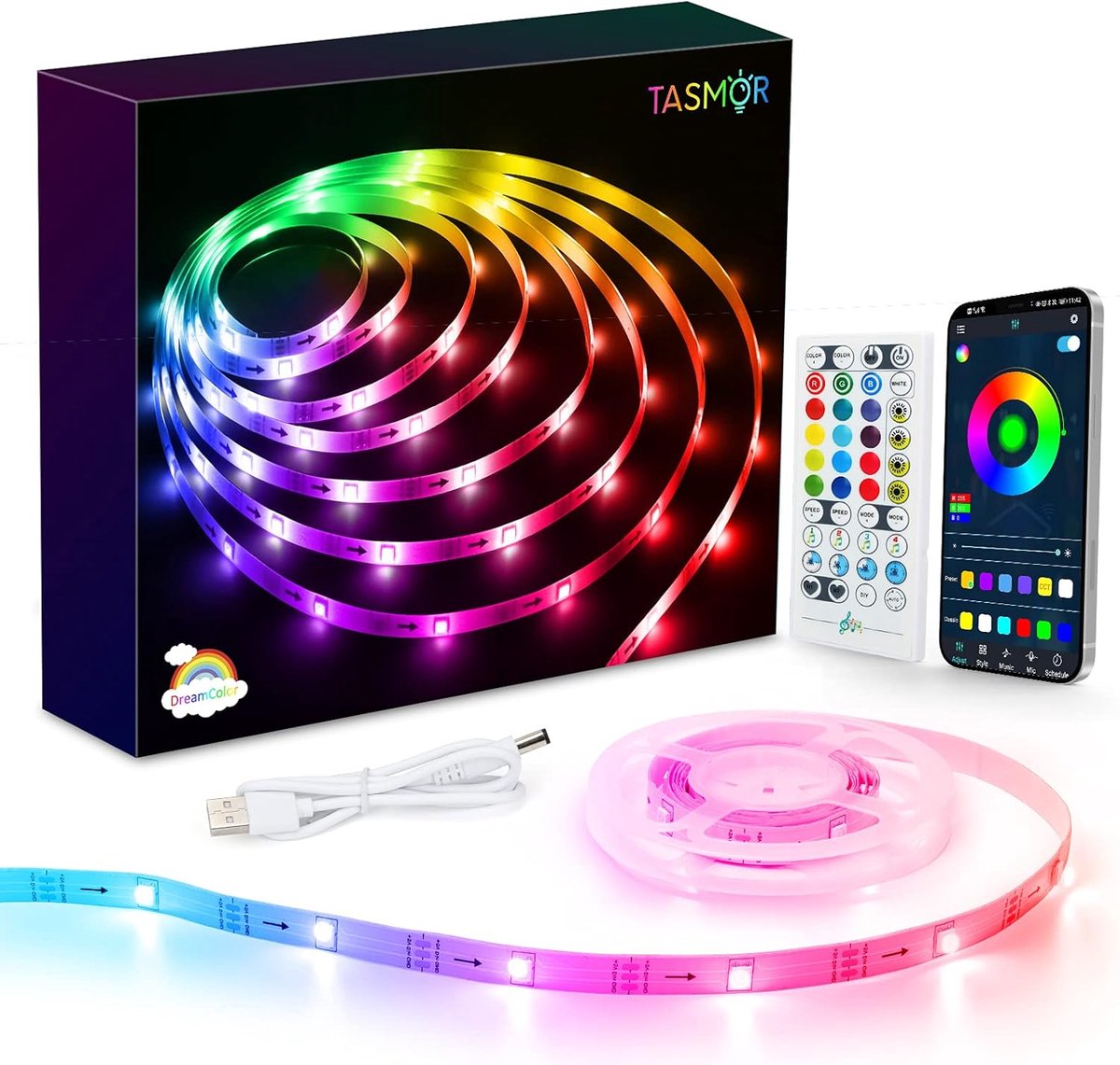 SnelShoppen - LED Strip Dreamcolor 5m Multicolor RGB+IC USB LED Strip met Bluetooth App Sync, 213 Modus, Decoratie voor TV, Slaapkamer, Bar, Bruiloft,