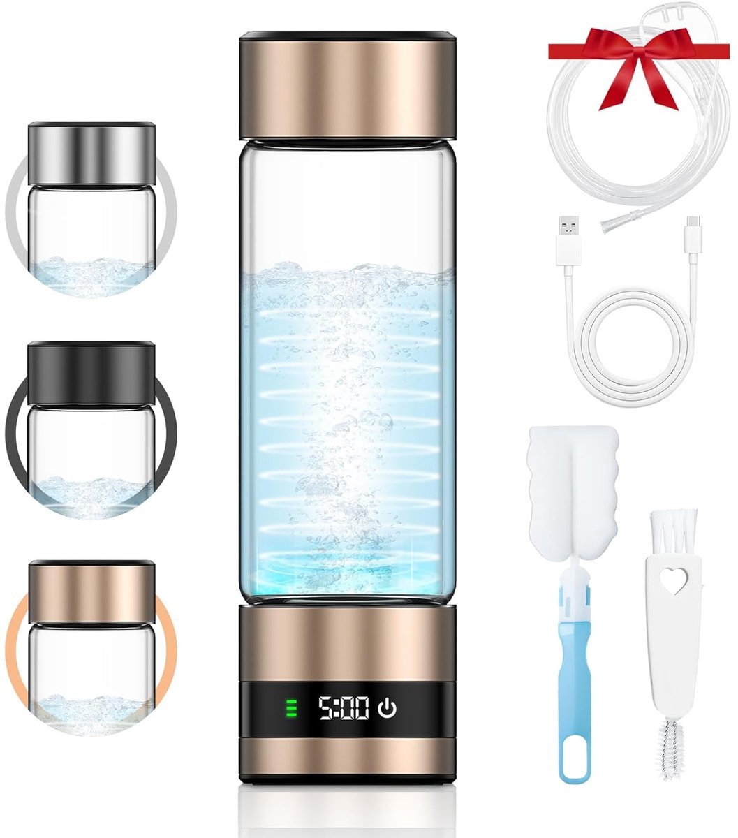 SnelShoppen - Waterfles met Waterstofgenerator, 450 ml, Draagbare Waterionizer, SPE en PEM Technologie, Tot 6850 PPM, Water voor Gezondheid in 5 Minut