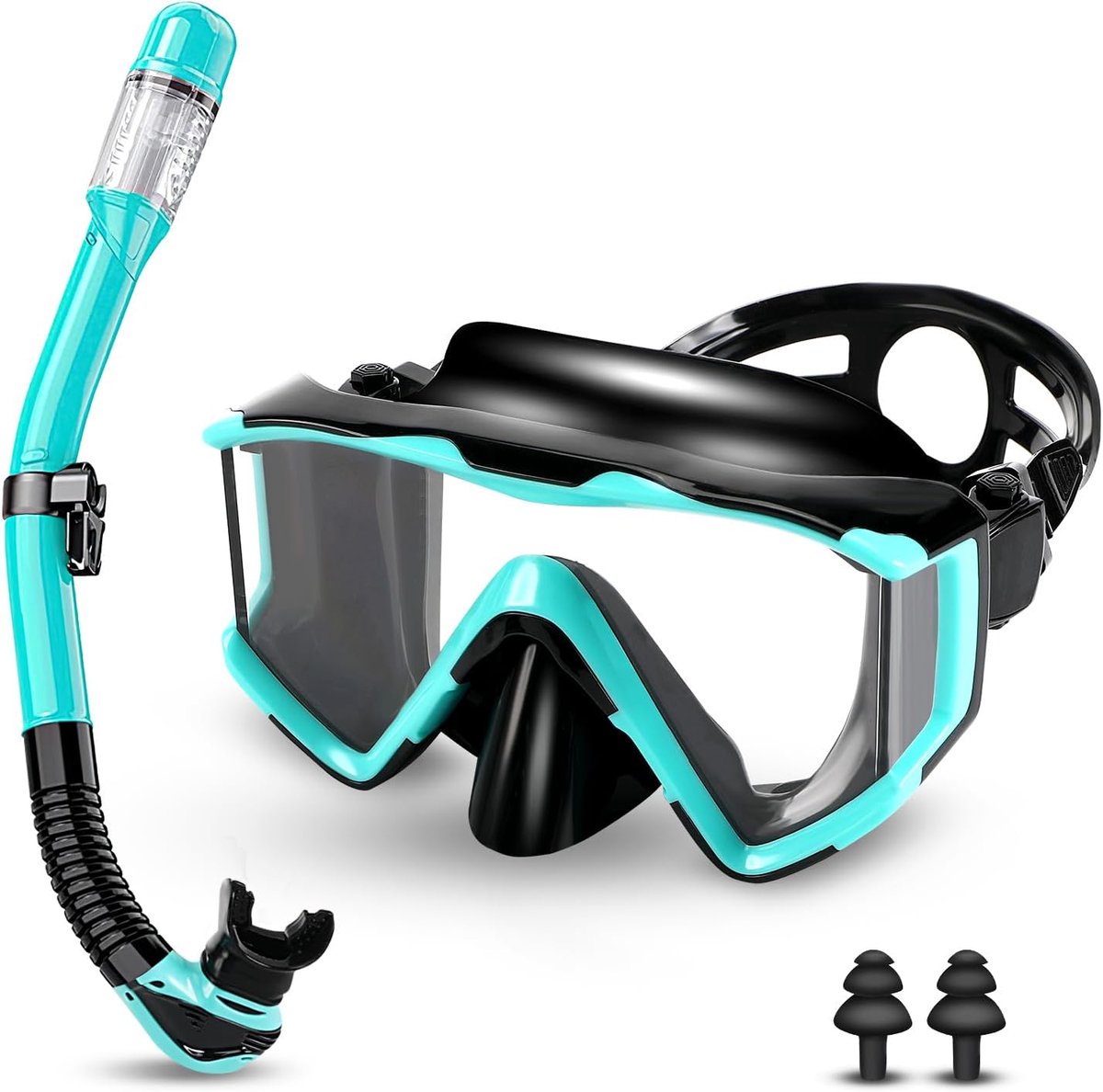 SnelShoppen - Adult Snorkel Set, Duikbril met Droge Snorkel, Waterdicht, Anti-Fog, Anti-Leak, Gehard Glas, 3 Vensters, Snorkelen en Duiken