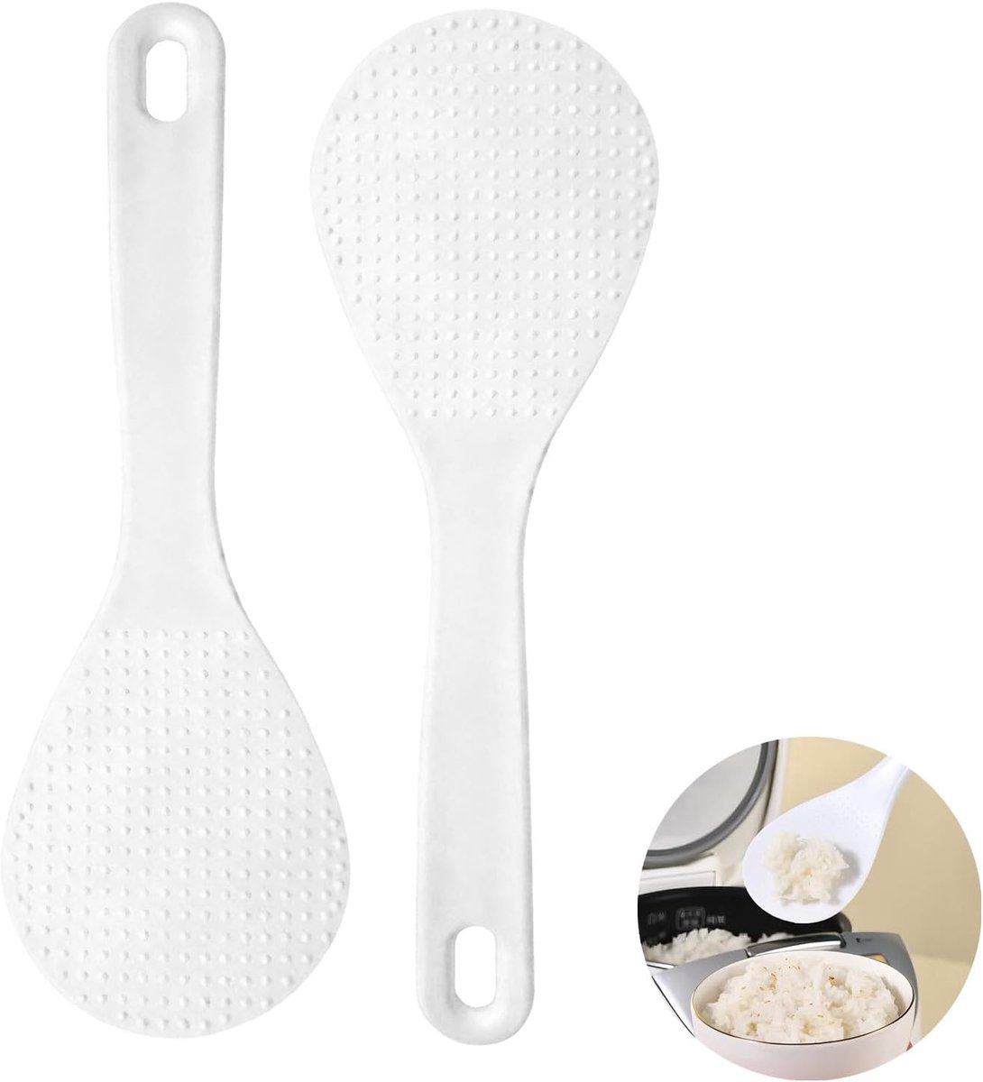SnelShoppen - Japanse Rijstlepel Set - 2 Antiaanbak Rijstpaddles 19.5 cm - Non-Stick Coating - Vaatwasserbestendig - Ideaal voor Rijst en Bijgerechten