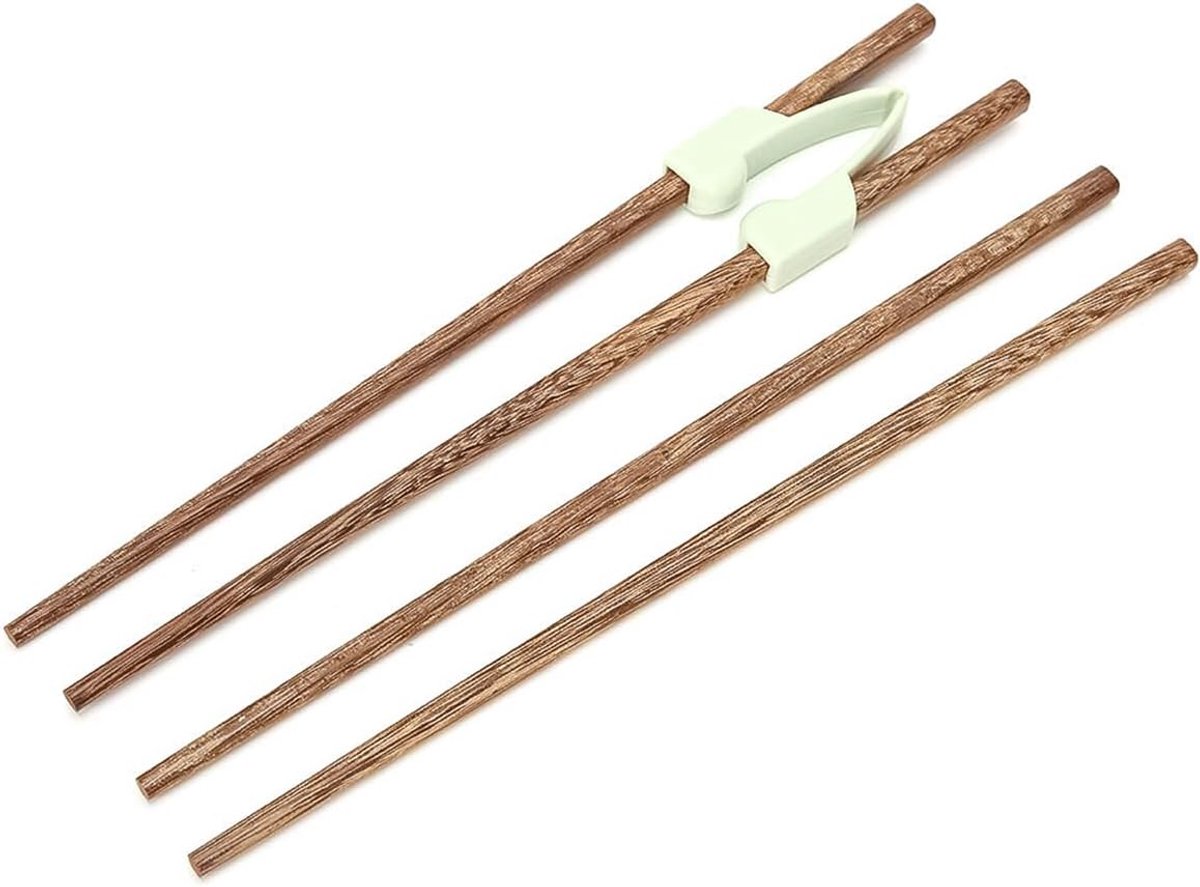 SnelShoppen - Sarini Chopstick Helper Training Set - Leer Eten met Houten Eetstokjes - 2 Paar Beginnerstokken - Ideaal voor Kinderen en Volwassenen -