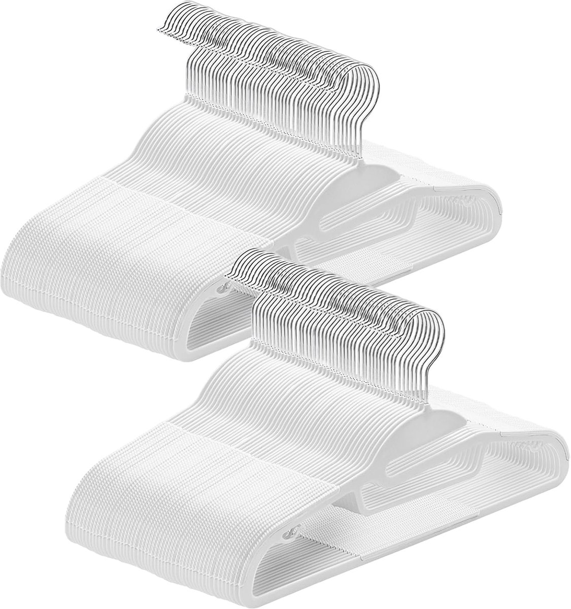 SnelShoppen - 100 Stuks Plastic Hangers - U-Vorm Opening - Ruimtebesparend en Duurzaam - Antislip Rubber en Horizontale Bar - 360° Draaibare Haak - 41