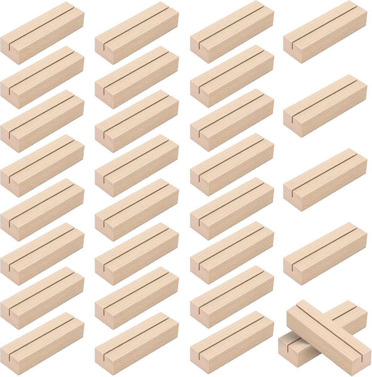 SnelShoppen - Houten Kaarthouder Set - 30 Stuks - Menu Kaart Houder - Foto Houder - Ideaal voor Bruiloften, Feesten en Banketten - 10x3x2 cm