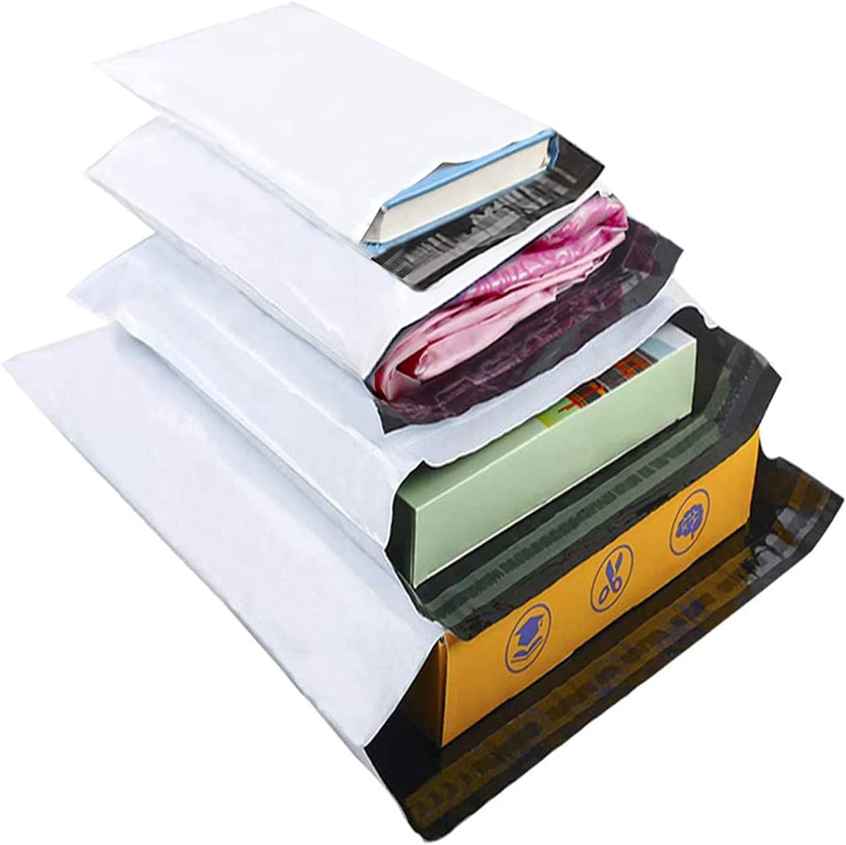 SnelShoppen - 100 Stuks Witte Opaque Verzendtassen A3 B4 A4 C5 Zelfklevende Verpakkingen voor Kleding, Textiel en Boeken - 30x42cm, 25x35cm, 20x30cm,