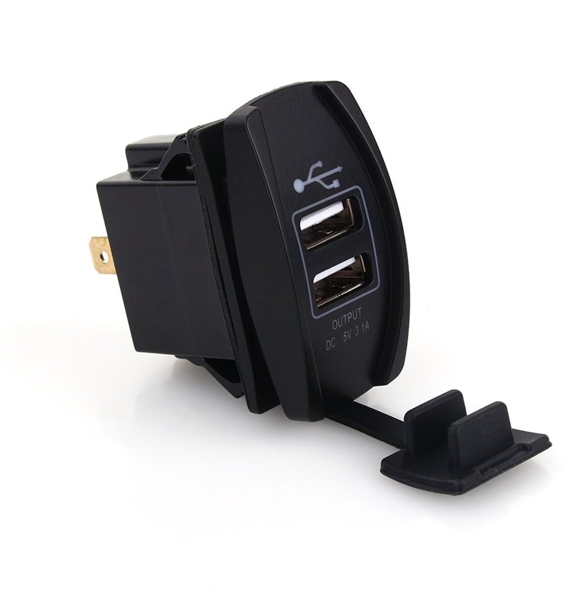 SnelShoppen - Dual USB Oplader Adapter voor 12V/24V Systemen, Robuust voor Auto, Boot, Motorfiets, Elektrische Auto, ATV, Snelladen, Waterdicht, Unive