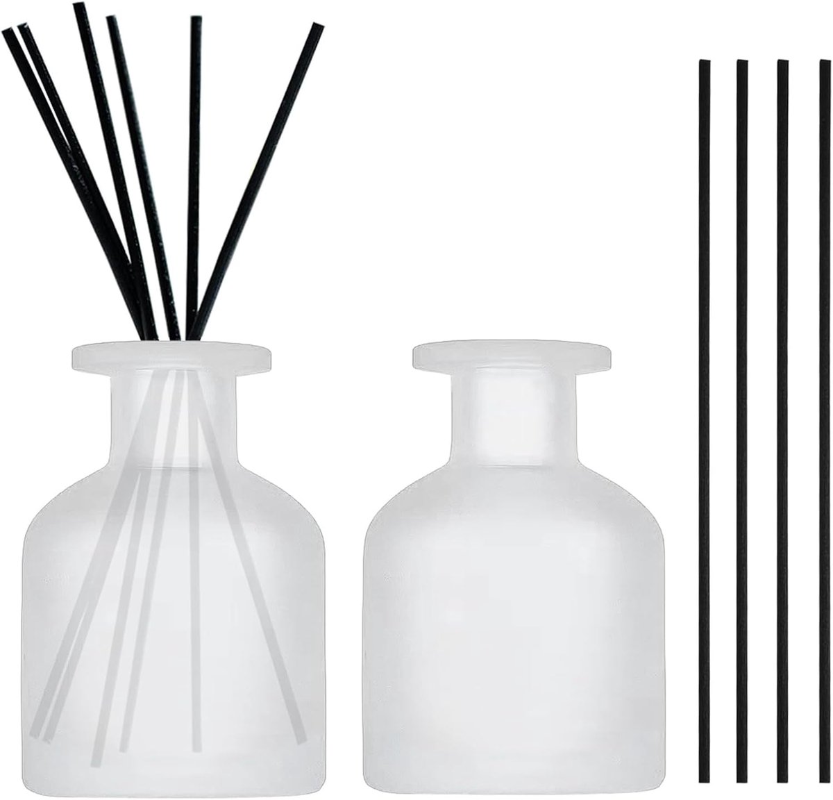 SnelShoppen - 2x 150ml Luchtverfrisser Glazen Diffuser Flessen met 10 Sticks - Aromatherapie voor Thuis, Kantoor - Wit - Perfect voor DIY Vervangingen