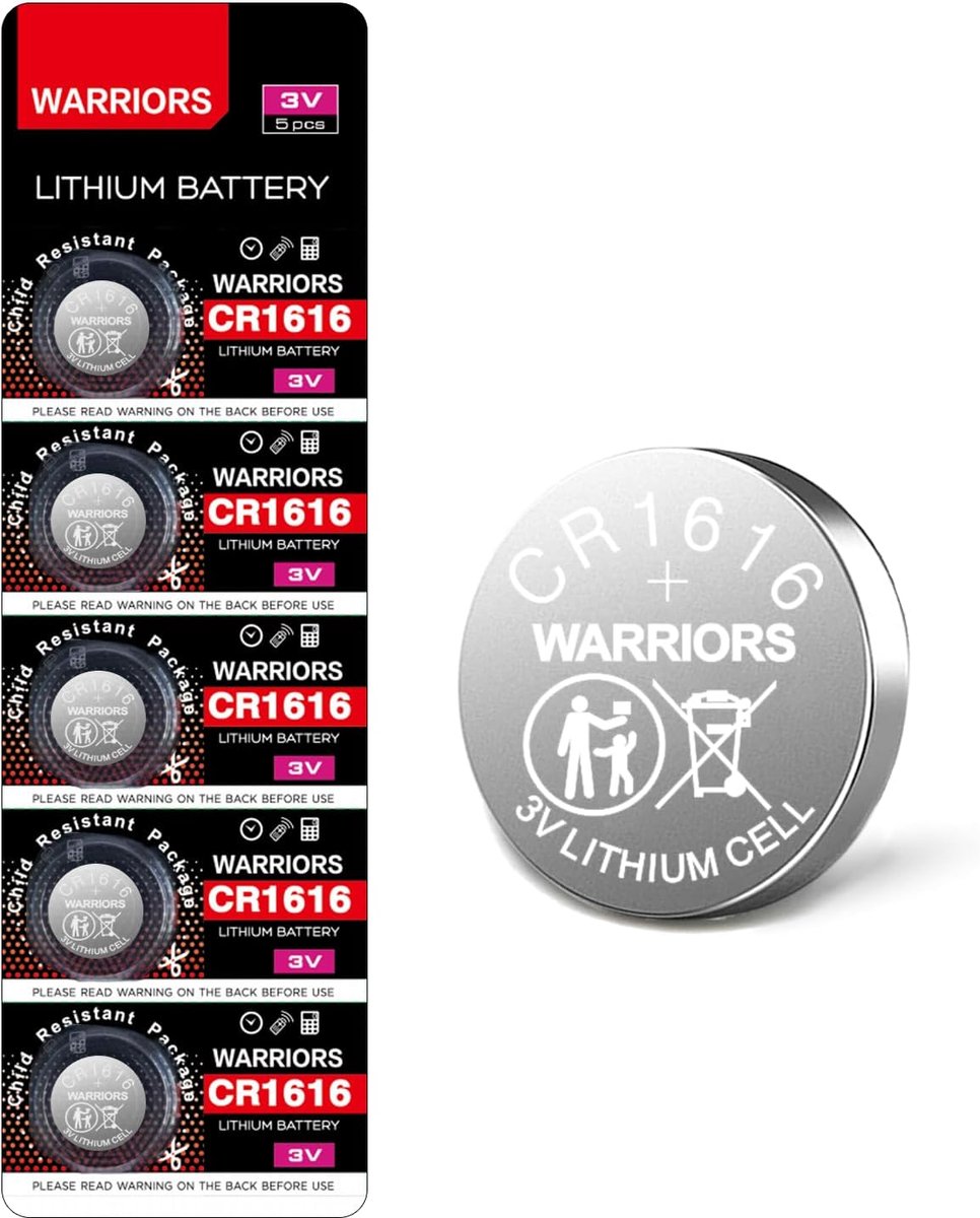 SnelShoppen - 5X CR1616 1616 Batterijen 3V Lithium Knopcelbatterijen, Kindveilige Verpakking, Voor Horloges, Afstandsbedieningen, Speelgoed, Elektroni