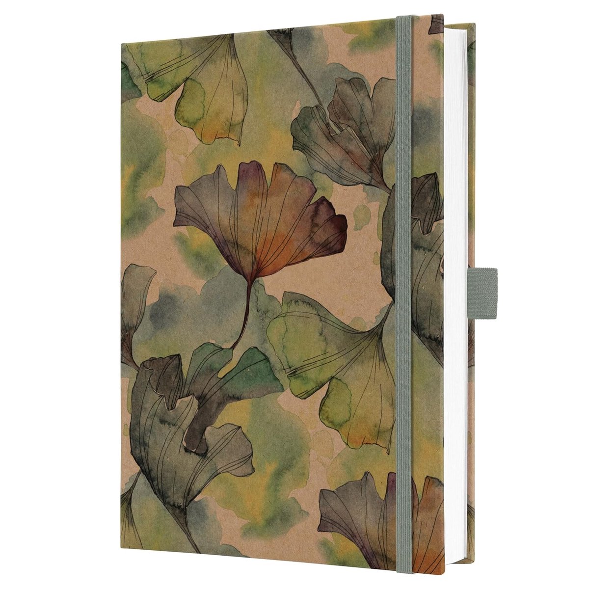 SnelShoppen - Notitieboek A5 Lined, 192 pagina's, FSC-gecertificeerd, Vegan, Ginkgo Design, Perfect voor Notities, Journal en Organisatie, Geel/Groen/