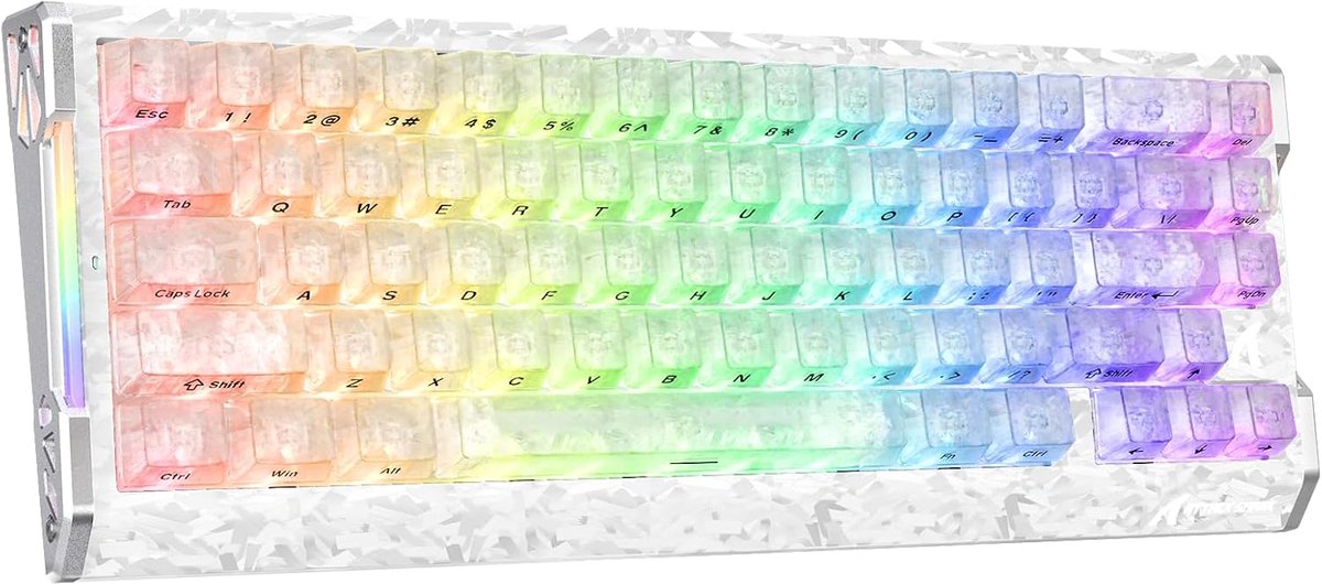 SnelShoppen - Gaming Toetsenbord 8000Hz, Mechanisch, Forged Carbon Fiber en CNC Aluminium, RGB Verlichting, 60% Compact, Ice White, US QWERTY, Perfect