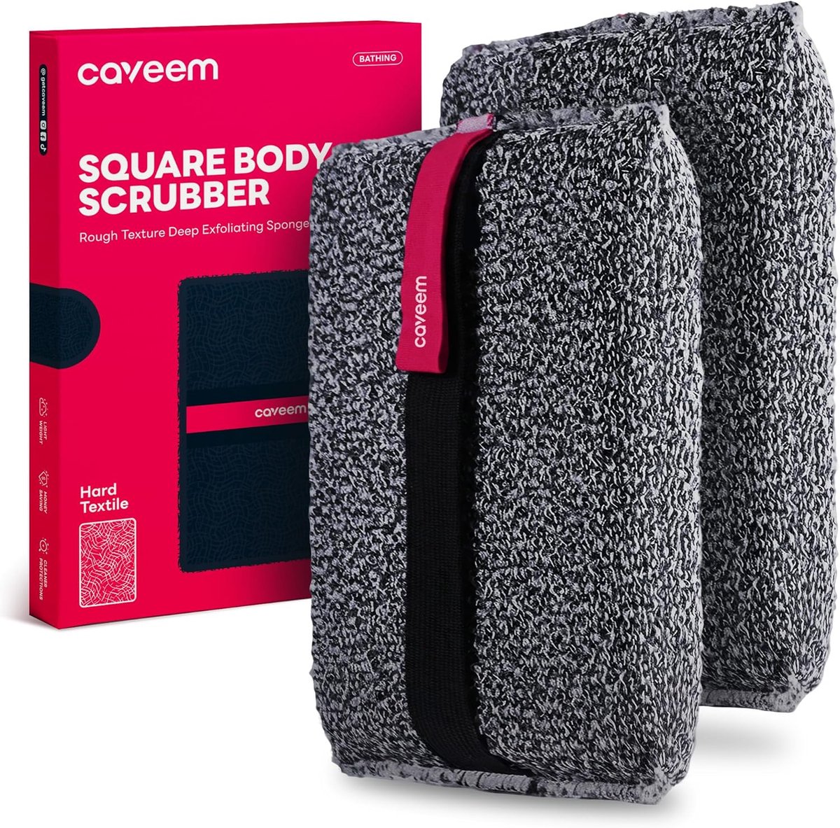 SnelShoppen - Exfoliating Body Scrubber 2-Pack, Ruwe Exfoliatie Spons voor Dode Huidcellen, Vierkante Scrub Sponge voor Mannen, Intensieve Reiniging v