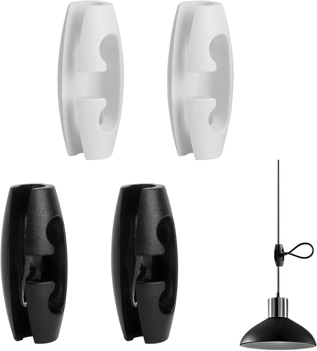 SnelShoppen - Set van 4 Hanglamp Kabel Verkorters 5-8 mm Verstelbare Pendel Lamp Kabel Verkorter voor Chandelier Kabel Zwart en Wit