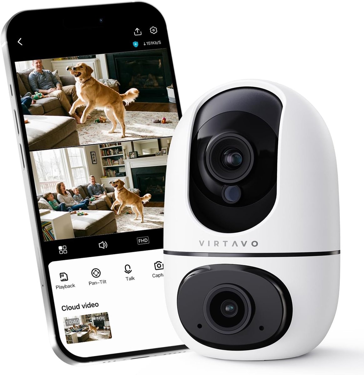 SnelShoppen - WiFi Dual Lens Binnen Camera 360° met Slimme Volgen, Kleur Nachtzicht, Twee-Weg Audio, Real-Time Waarschuwingen - Zonder Abonnement
