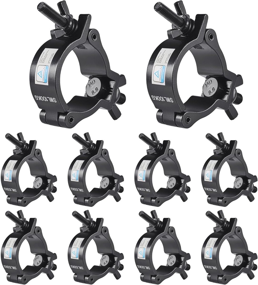 SnelShoppen - Traversen Clamps Stage Light Clamp Lighting Clamps, Pack van 10 Aluminium Lichtclips 50mm, TÜV-gecertificeerd voor Veiligheid en Duurzaa