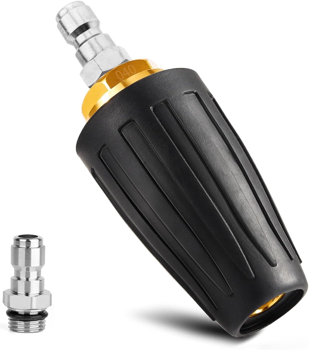 SnelShoppen - Hoge Druk Reiniger Tips Turbo Nozzle 3000 PSI Max - Rotatie Spuitmond voor Schoonmaken van Baksteen, Beton en Vinyl - 2x 1/4" Snelle Aan